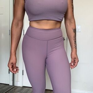 Ribbed Two-Piece Top & Leggings in Mauve